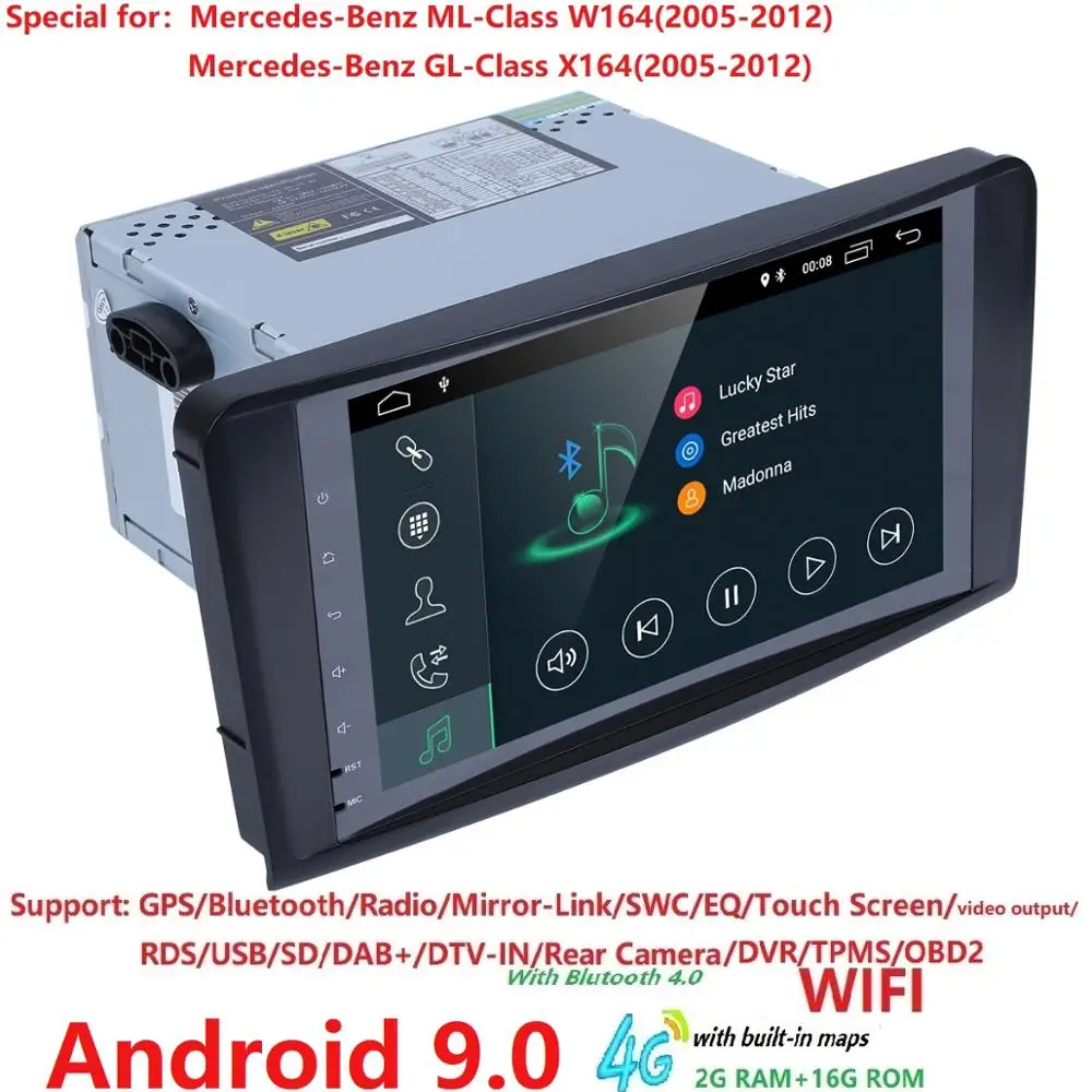 Android 9 0 2 Din дюймов Автомобильный без DVD плеер для Mercedes Benz ML W164 ML350 ML500 GL X164 GL320 ГБ + 16 Гб