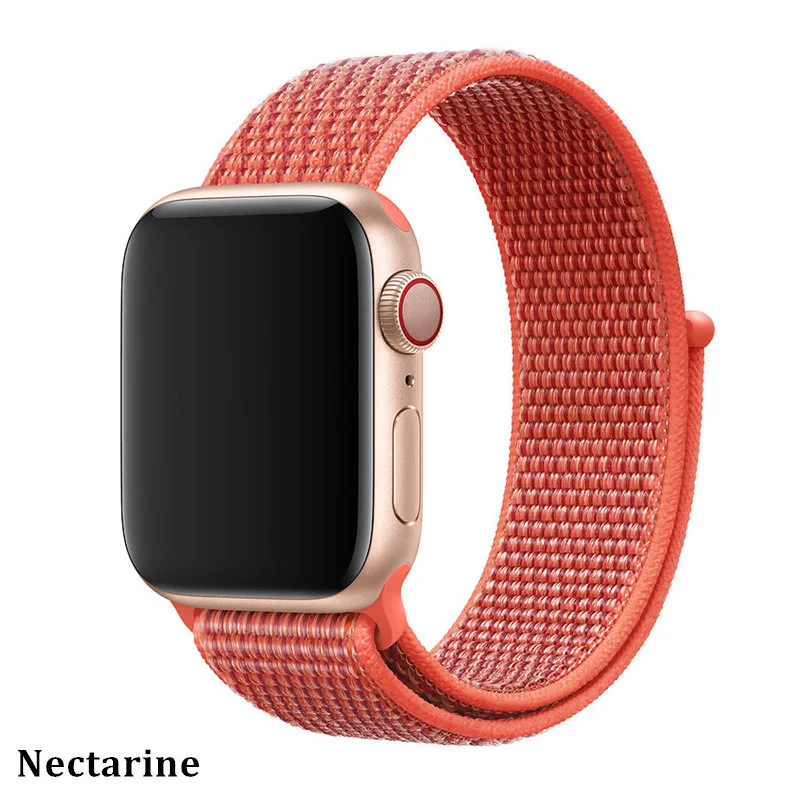 Нейлоновый ремешок для apple watch 5 4 полосным 44 мм/40 мм в едином положении во время занятий легкой атлетикой, apple watch 42mm 38 мм и нержавеющая сталь металлический корпус наручных часов iwatch серии 5/4/3/2 разноцветный коннектор ремешок для часов - Цвет ремешка: Nectarine