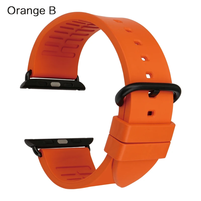 MAIKES Roes аксессуары для красных часов Apple Watch Band 44 мм 40 мм спортивный мягкий резиновый ремешок для часов для Apple Watch Band 42 мм 38 мм - Цвет ремешка: Orange B