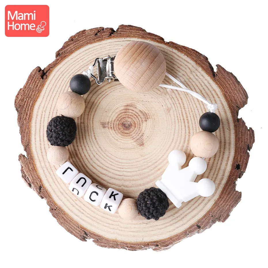 Black mamihome 1pc Baby Teether Silicone Chain Personalized Pacifier Silicone Crown For Pacifier Clip Teether For Teeth Baby Teether - Цвет: Black