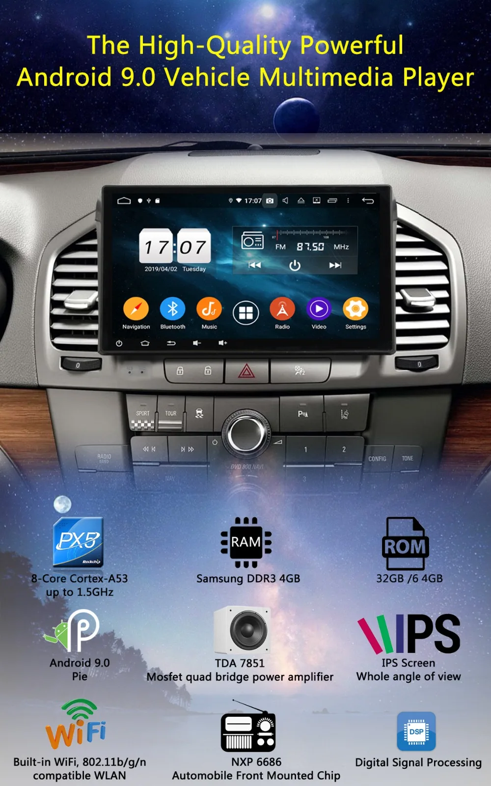 Android 9,0 ips 8 ядерный 4 Гб ram+ 64 ГБ rom Автомобильный DVD радио плеер gps для Opel Vauxhall Holden Insignia 2008-2013 DSP CarPlay ADAS
