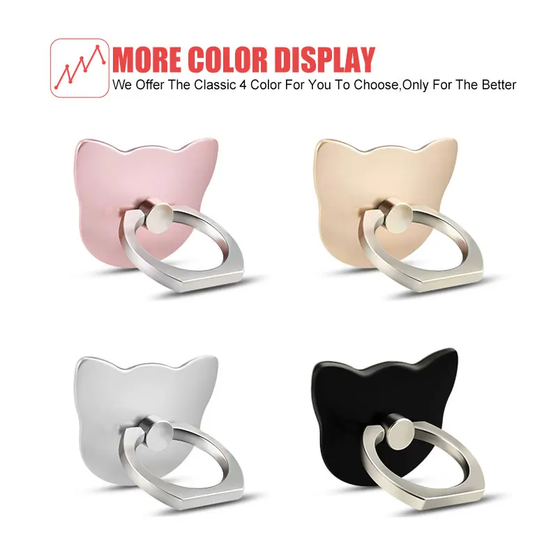 

10 pcs/lot 360 Degree Cat Ear Finger Ring Mobile Phone Stand Holder Mount Support for IPhone IPad Samsung Xiaomi All Smart Phone