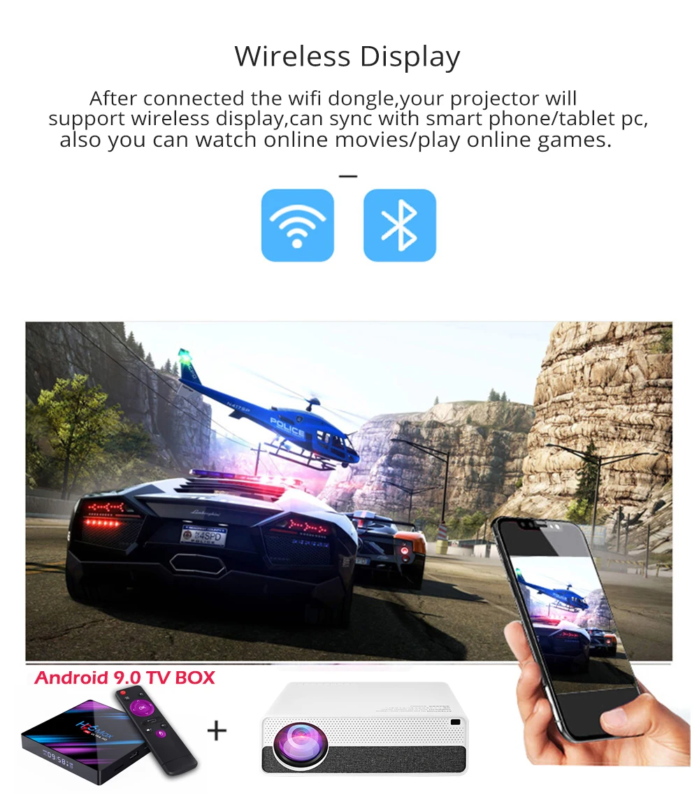Vivicine M19 новейший проектор 1080 p, опция Android 9,0 HDMI USB PC 1920x1080 Full HD светодиодный проектор для домашнего кинотеатра