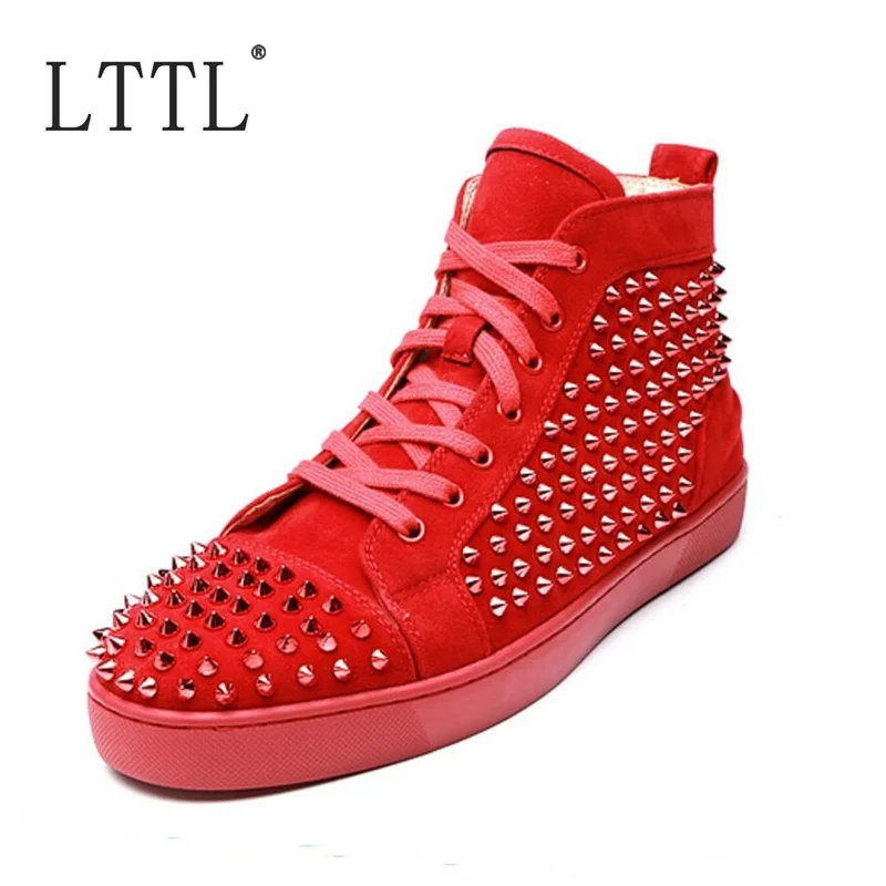 LTTL Classic Fashion High Top Men Sneakers Shoes Casual Rivet Studded Flats Mens Trainers Lace Up Ankle Boots Spiked | Обувь