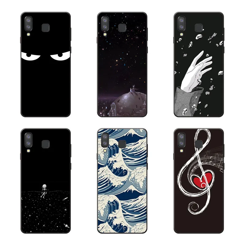 for samsung galaxy a8 star Case Silicon Black graffiti Painting Soft TPU Back Cover Phone cases |
