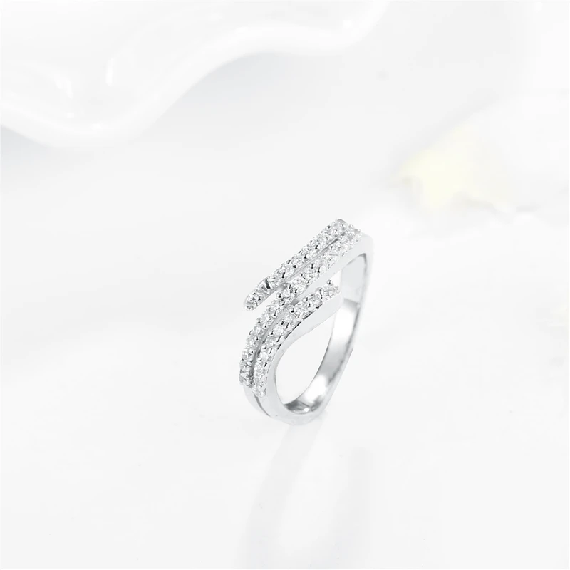 WML Роскошные Аутентичные Твердые стерлингового серебра 925 изогнутая форма CZ