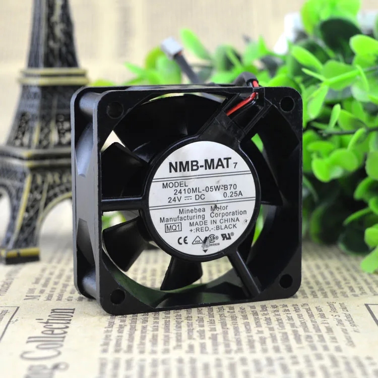 Оригинал для NMB 2410ML-05W-B70 6025 6 см 24В 0.25A двойной шарикоподшипник 6800 об/мин 33.1CFM |