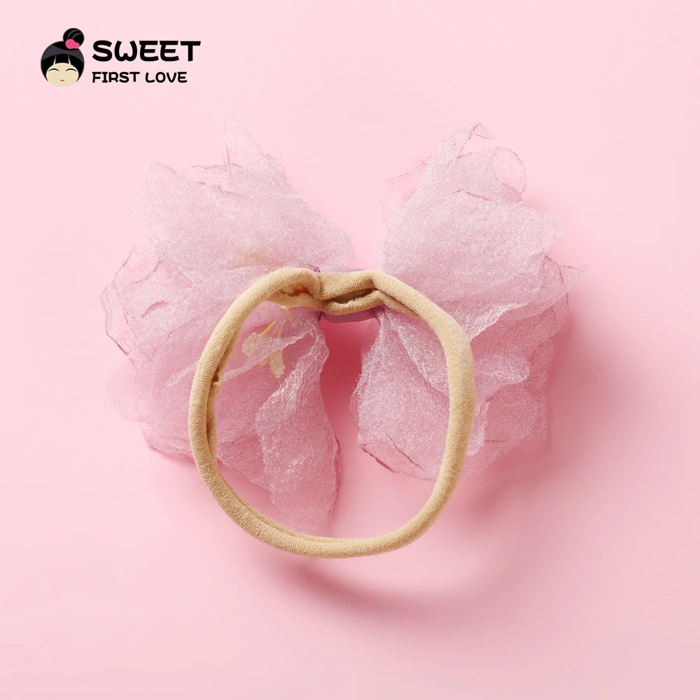 

Lovely Lace Chiffon Big Bow Flower Headbands Simple Hair Accessories For Girls High Quality Hair Band Headband Hair Bow Princess