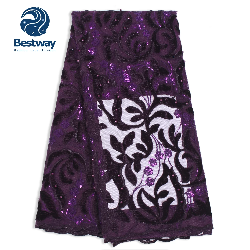 Бархатные блестки Bestway французская Тюлевая ткань кружевные вышитые бусины