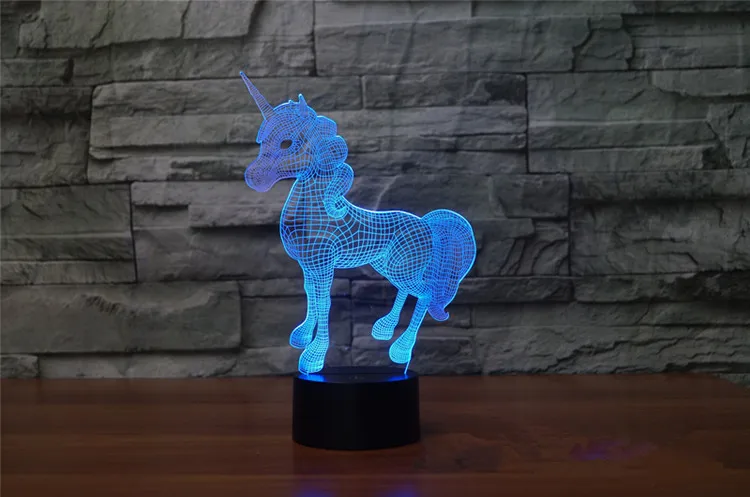 3D лампа ночник семь цветов Животные Многоцветный RGB лампа Рождественский Декор Детские Подарочные игрушки сенсорный пульт дистанционного управления настольная лампа - Испускаемый цвет: unicorn