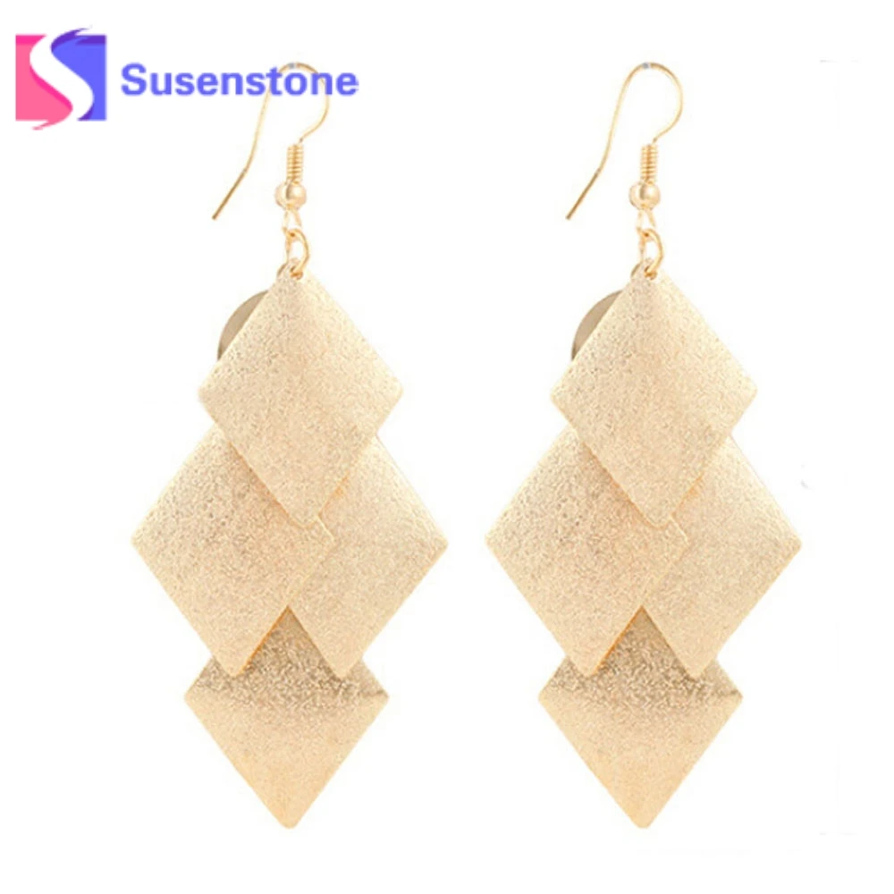 1 пара серебряных/золотых богемных ветровых сплавов ромбовидные листья висячие