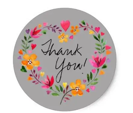 

1.5inch Elegant Chic Floral Gold Frame Thank You Square Sticker