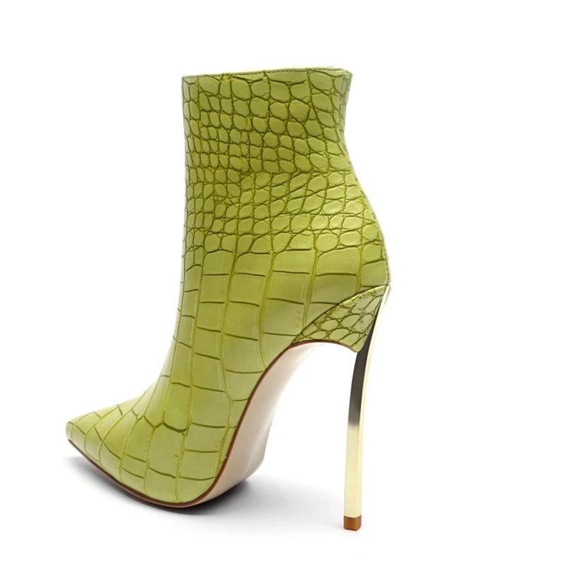 Ouqinvshen Pointed Toe High Heels Pumps 12CM Stiletto Green Fashion Short Plush Winter Party Shoes For Women Thin | Обувь