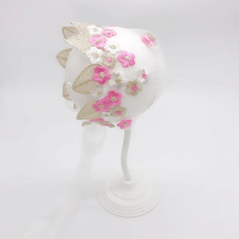 Чепчик для крещения Новорожденный ребенок шляпа с регулируемыми кружевные