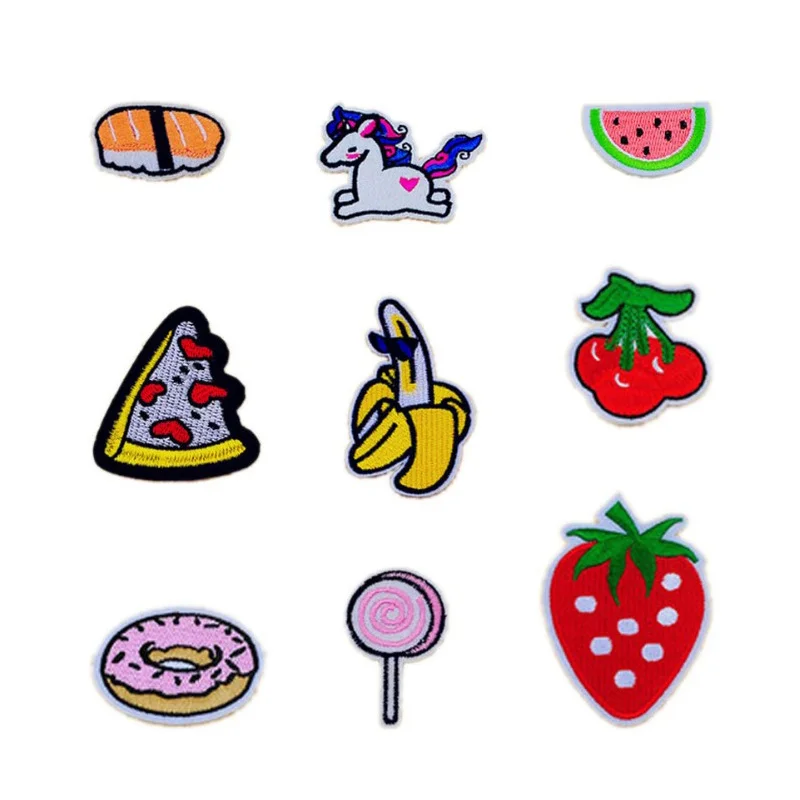 Милые банановые вишни арбуз суши нашивки пончики утюжок на или пришить Ткань