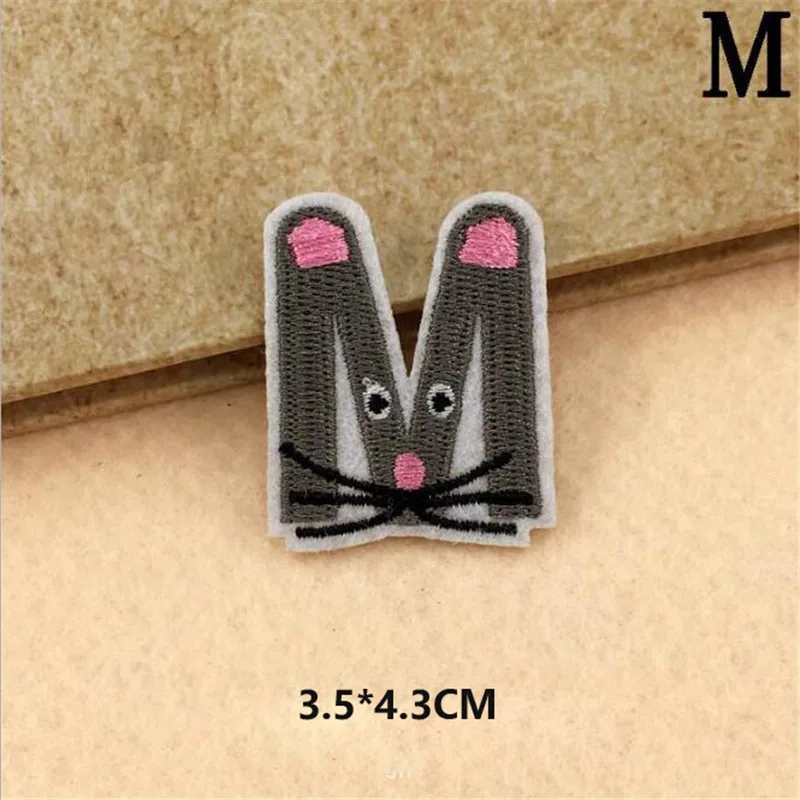 A-Z English letters patches Animal shape iron On Or Sew Fabric Sticker For Clothes Badge Embroidered Appliques DIY for kids | Дом и сад