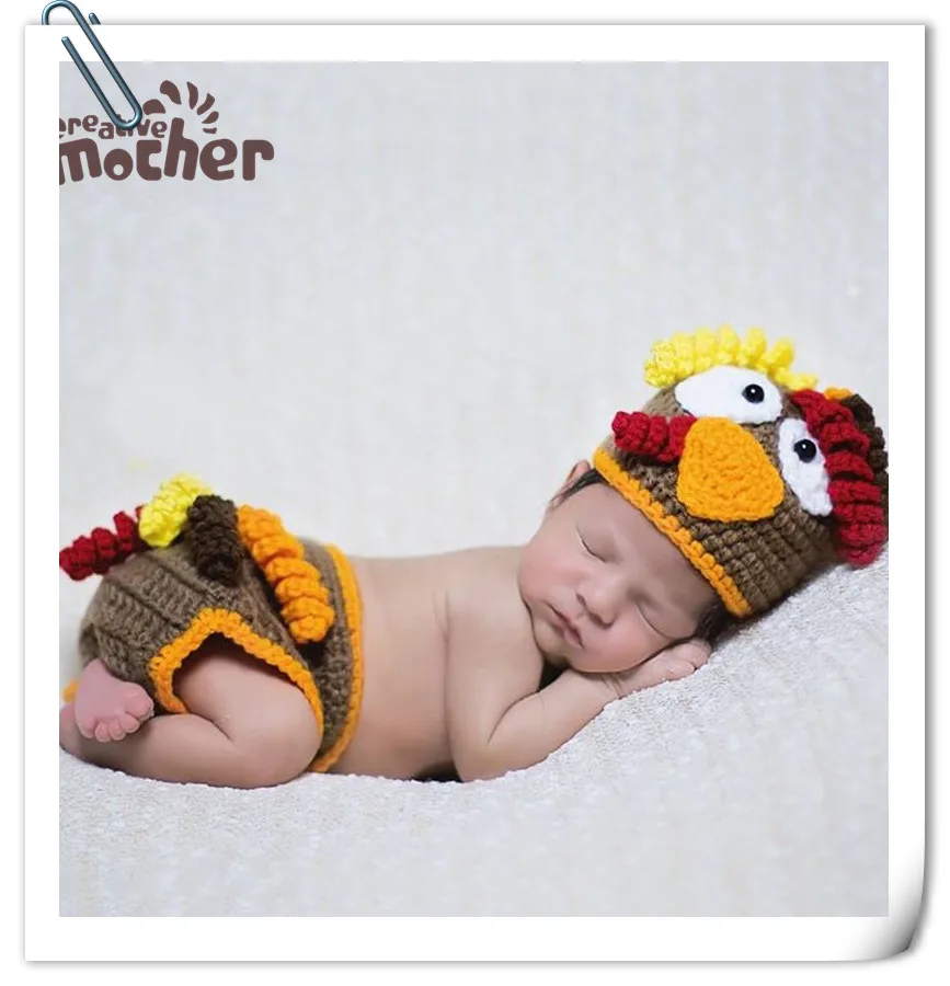 

Newborn Photography Props Accessories Baby Chicken Costume Knitted Crochet Baby Hat+Pants Set Newborn Baby Photo Props Accessory