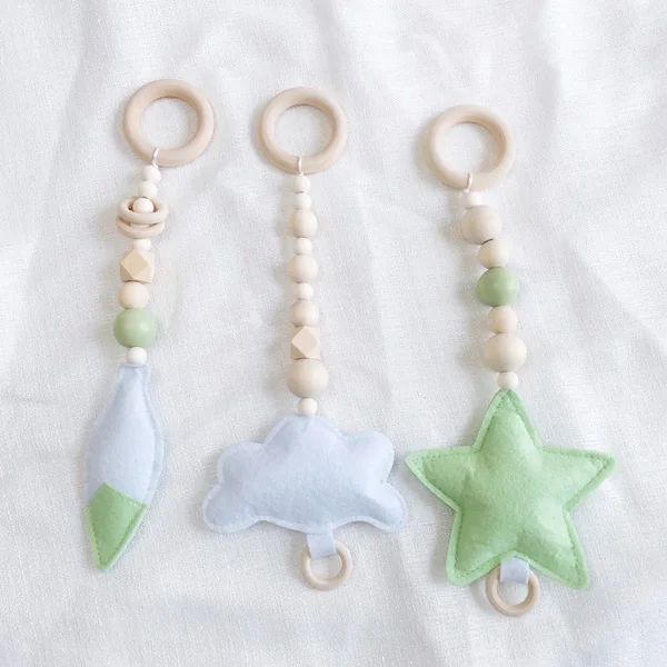 Light green-B (3pcs) 3 шт. скандинавский деревянный бисерный орнамент детские игрушки для детей перо Кактус в форме деревянные поделки детская палатка подвесные приборы для декорации - Цвет: Light green-B (3pcs)
