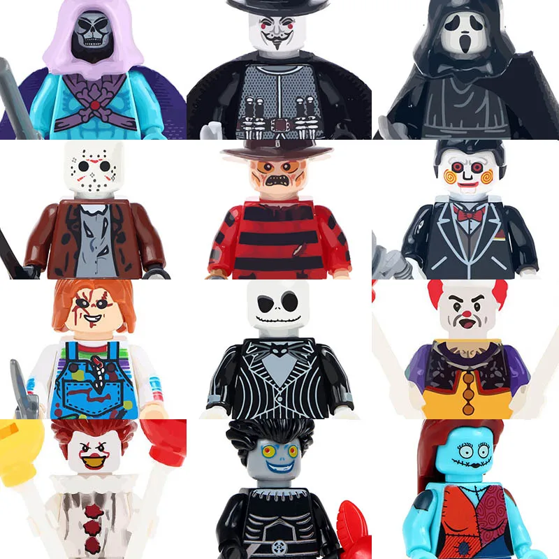 20 шт./лот фильм ужасов Skeletor Jason Voorhees Фредди Крюгер Billy Pennywise Sally строительные блоки кирпичи игрушки WM485 WM319 WM227