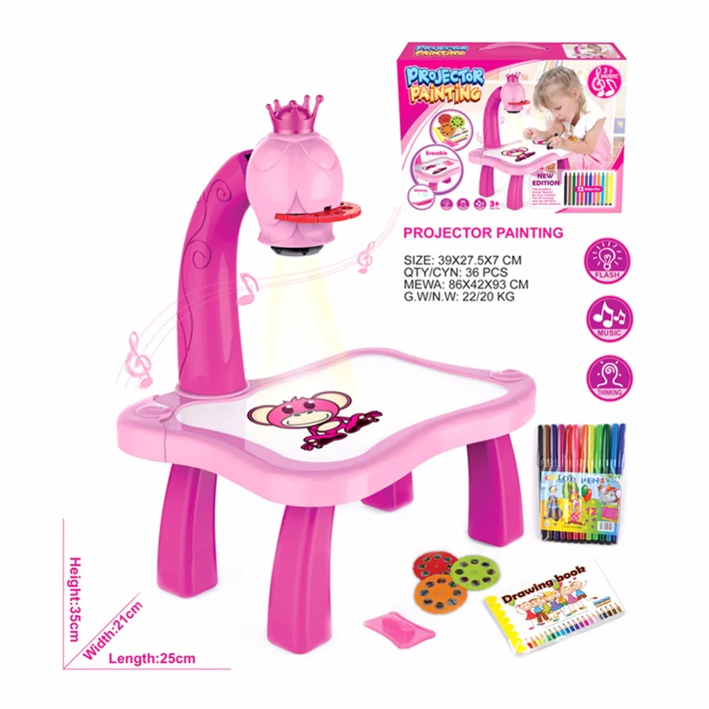 JSXuan,, обновленные игрушки для рисования, 3 в 1, головоломка, проекция, нарисованный мультфильм, для детей, для раннего обучения, живопись, стол, подарок