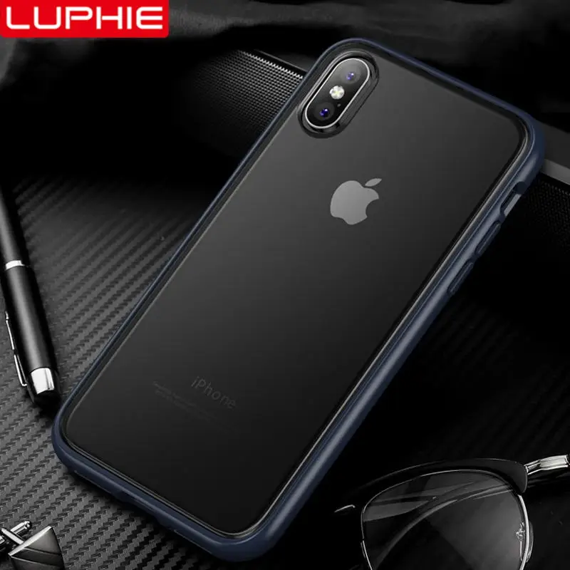 Роскошный деловой чехол LUPHIE для IPhone X XS Max XR 8 7 6 6S противоударный чехол для iPhone 7 8 6S Plus Матовые чехлы бампер из ТПУ - Цвет: Blue