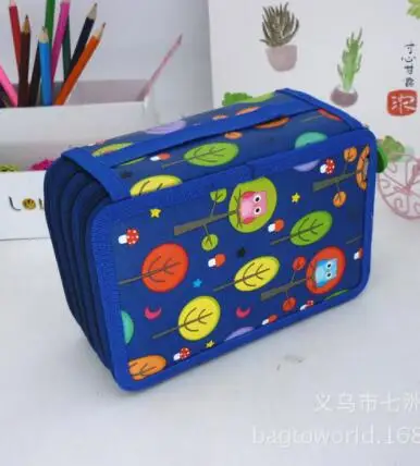 dark blue 4 Layer Сова Kawaii Пенал школьный пенал 3 слоя 32/52 отверстий многофункциональная сумка для хранения Коробка для ручек художественный студенческий мешок для припасов подарок - Цвет: dark blue 4 Layer