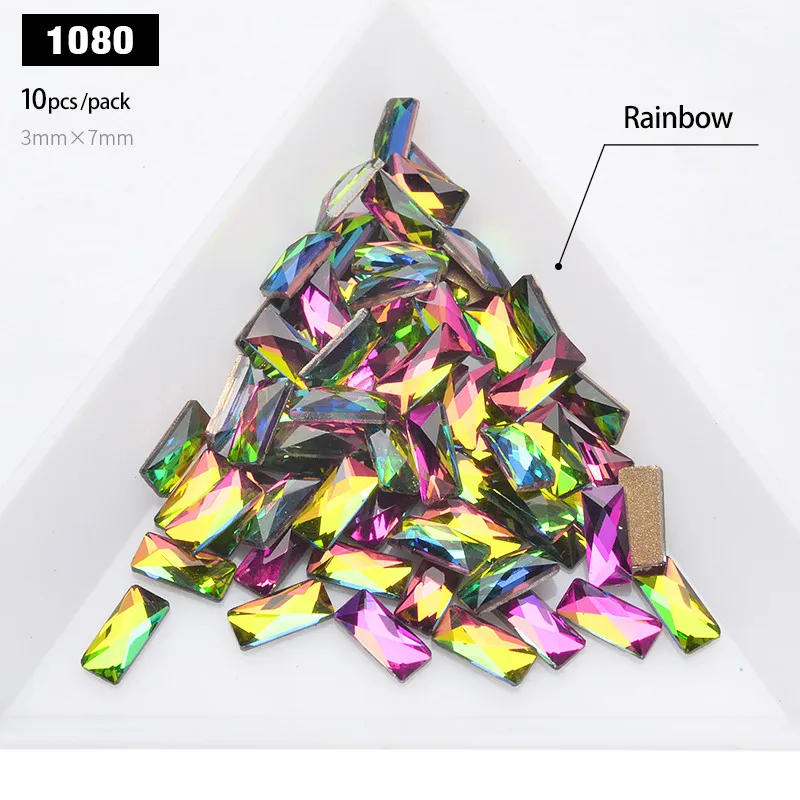 1080 Новинка 10 шт./упак. блестящие Прямоугольные Стеклянные 3D дизайн ногтей украшения из страз золото объединенное Украшение DIY маникюр дизайн аксессуар - Цвет: 1080