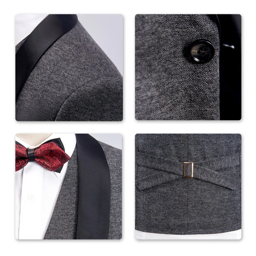 YUNCLOS мужской костюм на одной пуговице классический однотонный смокинг из 3