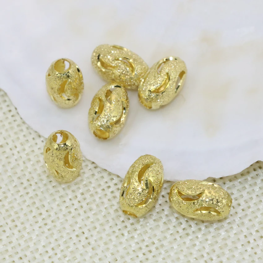 

Gold-color barrel tube shape accessories 10pcs charms spacers hollow beads frost matte hollow 7*11mm elegant findings B2565
