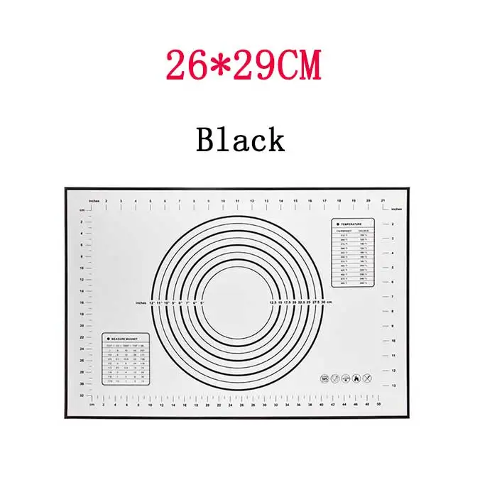 Small Black Антипригарный силиконовый коврик для выпечки большая разделочная доска для раскатки теста панель для замеса маты для теста антипригарный кондитерский лист подкладка для духовки - Цвет: Small Black