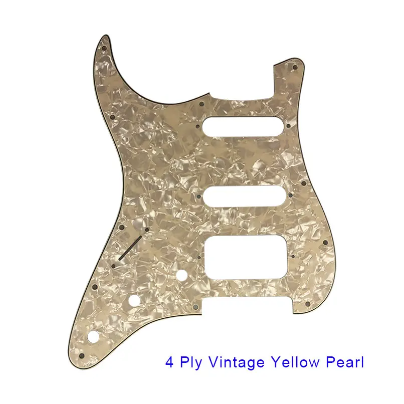 Pleroo, накладки для левшей, 11 винтовых отверстий для стандартного St Stratocaster HSS, гитарная пластина для царапин, гитарные части, бренд - Цвет: vintage yellow pearl