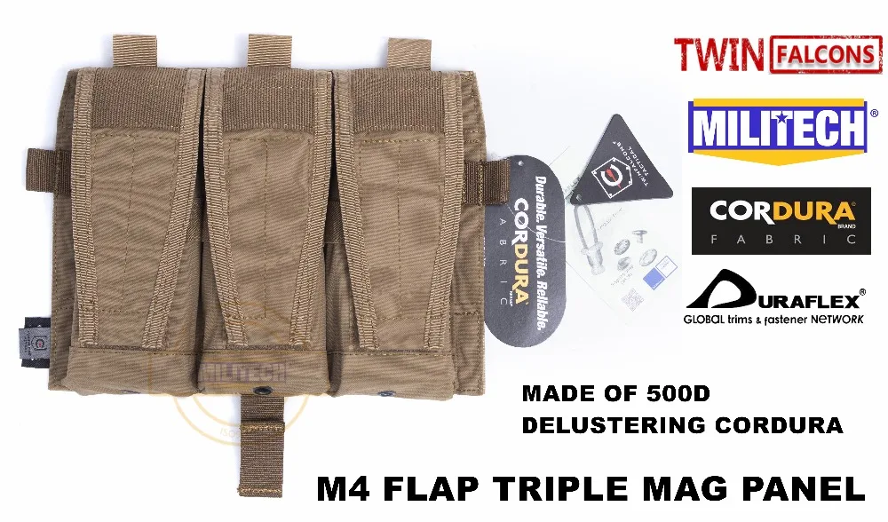 MILITECH TWINFALCONS TW Delustered Cordura Crye CP Съемный клапан тройной M4 Mag Чехлы панель для AVS CPC JPC 2,0 FCSK 2,0