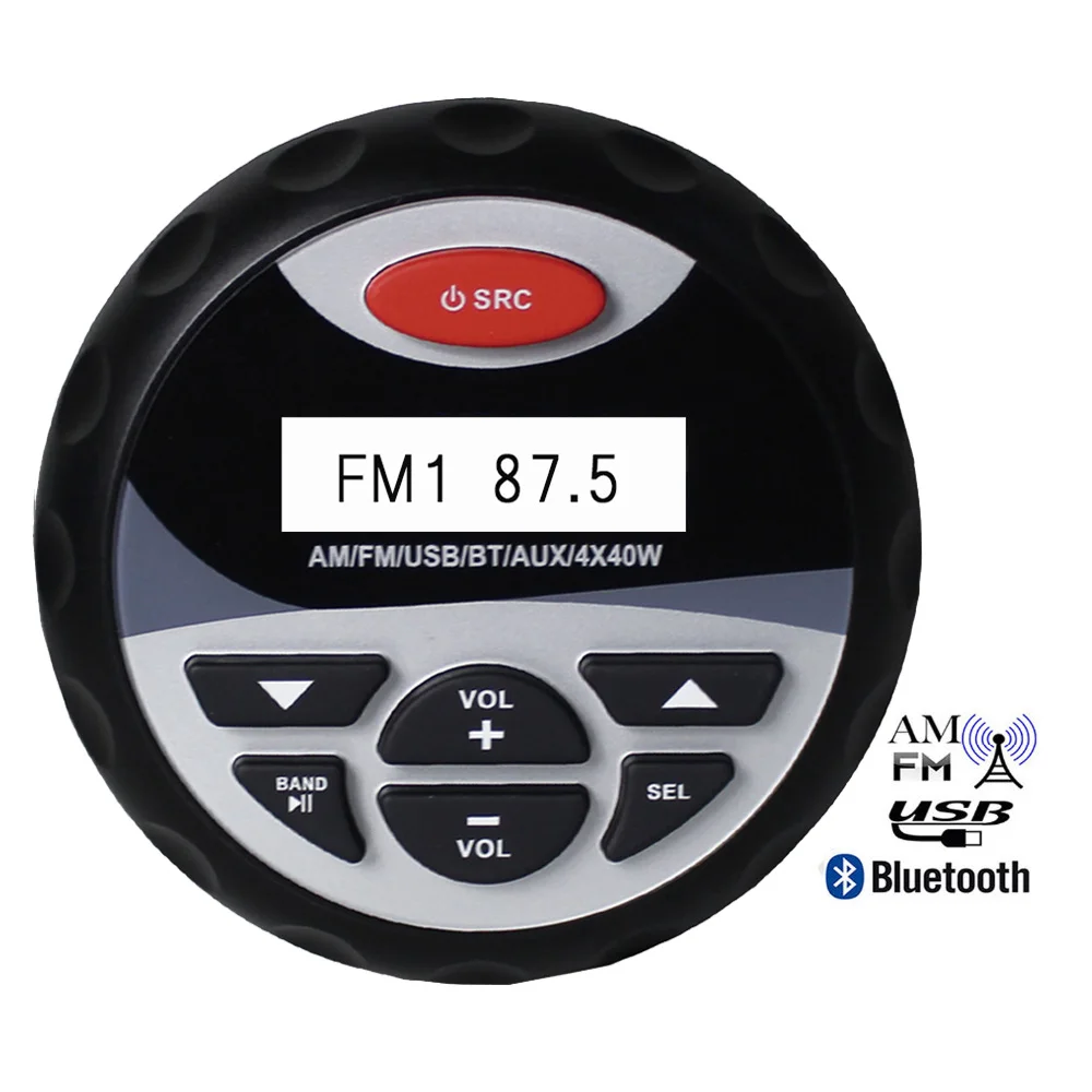 

Waterproof Marine Stereo Bluetooth Radio Digital Media Audio FM AM Receiver MP3 Player USB For ATV UTV Motorcycle Boat Yacht