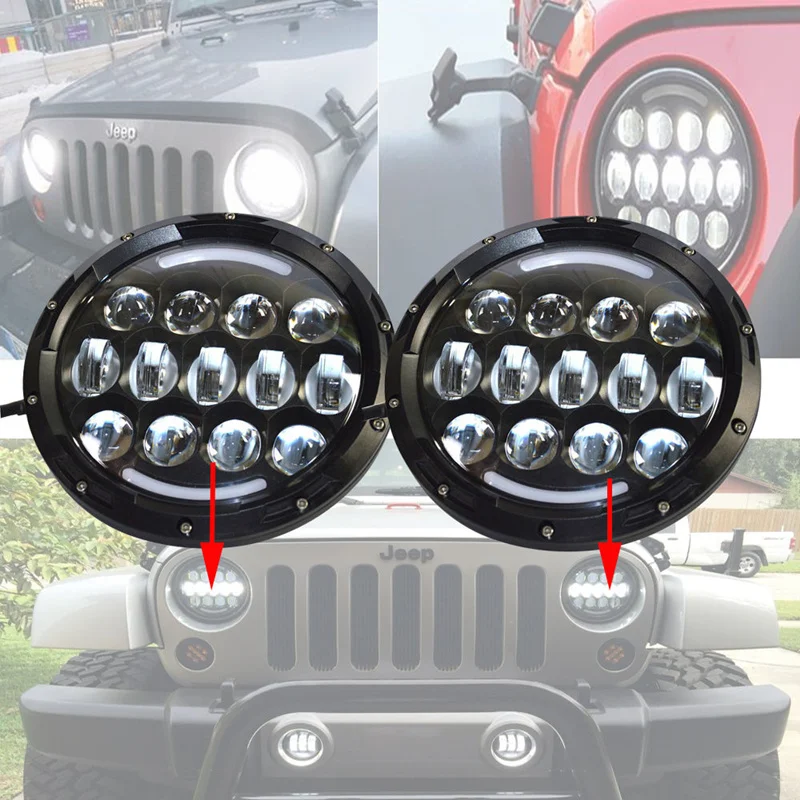 Белый 7 &quotКруглый H4 светодиодный DRL головной светильник 105w + 4&quot туман w/ Halo Кольцо