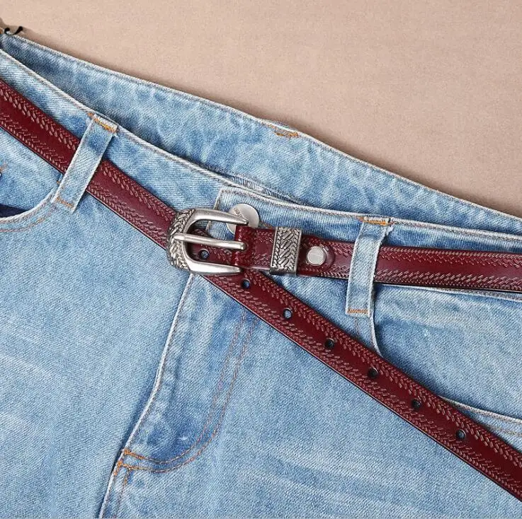 ZPXHYH Hot Fashion Women Lady Vintage Boho Metal Leather Double Buckle Waist Belt Waistband women's real leather cowhide belts |