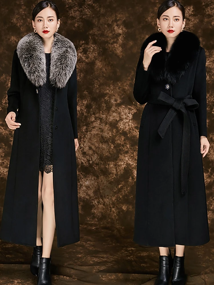 Новинка плотное Женское зимнее тонкое теплое кашемировое пальто с отложным
