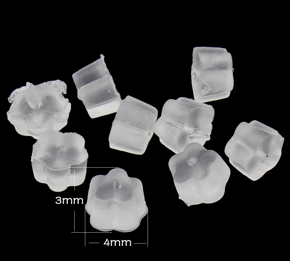 200 шт. Силиконовая пробка для задней крышки Серьги Цветочная застежка рычаг