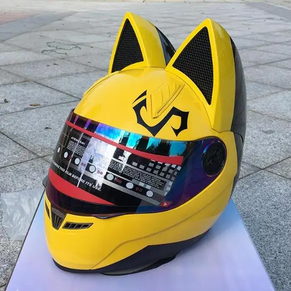 NITRINOS мотоциклетный шлем женский Мото в виде кошачьей головы полный уход за кожей