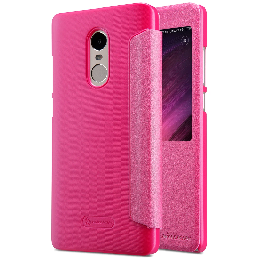 NILLKIN Sparkle ultra thin leather case phone for xiaomi redmi note 4x flip cover bag smart viewer window | Мобильные телефоны и