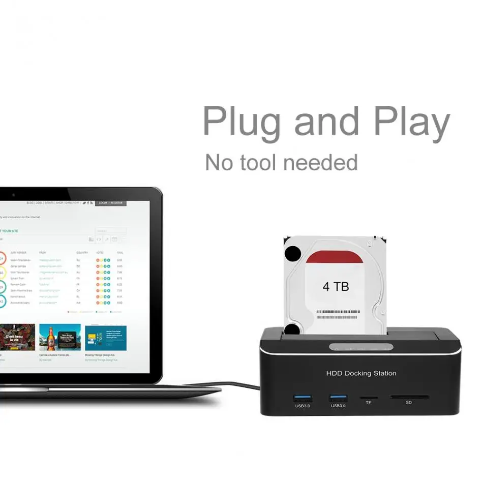 Внешний док-станция для жесткого диска USB3.0 на SATA для 2,5 или 3,5 дюймового жесткого диска с поддержкой карт SDTF