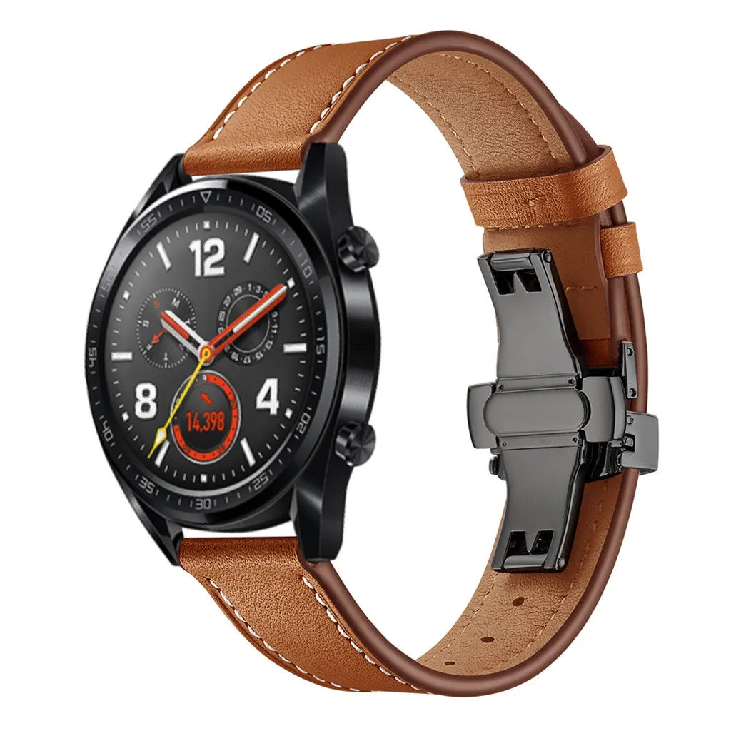 Умные часы Smartband с черной бабочкой, кожаный ремешок для наручных часов, ремешок для huawei GT Watch 22 мм, умные часы, ремешки