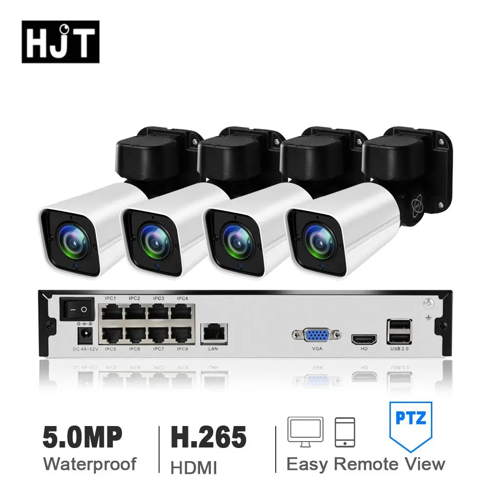 HJT H.265 5.0MP PTZ IP Cmaera 4CH 8CH POE 4X Zoom NVR CCTV камера ночного видения Обнаружение движения