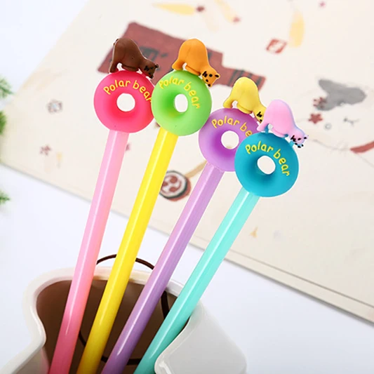 160pcs cartoon polar bear donuts gel pen cute animal kawaii  korean pens for school students kids stationery gift free shipping