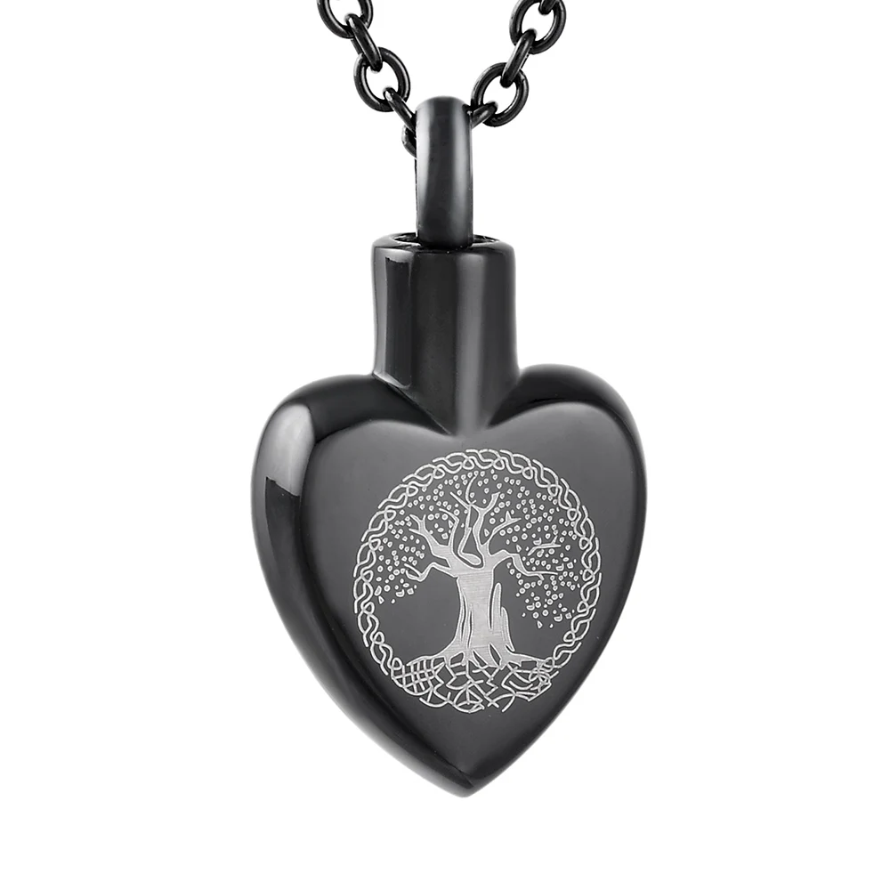 

IJD9814 Life Tree Heart Stainless Stell Cremation Ashes Urn Necklace Pendant Memorial Souvenir Keepsake Necklace Jewelry