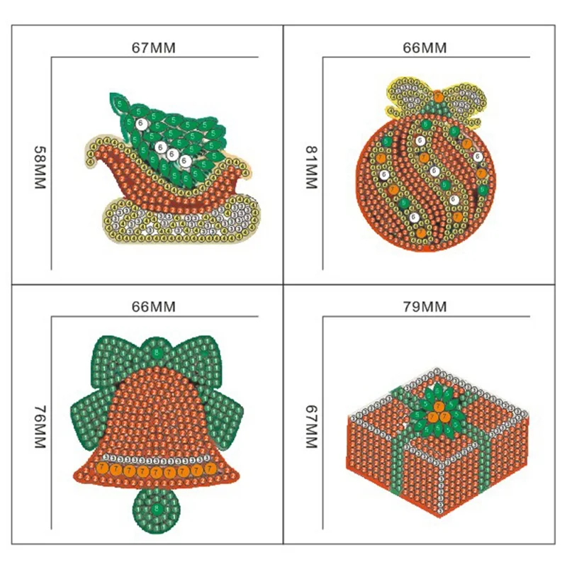 4pcs Xmas Decor 4 шт./компл. Рождество Serials, DIY Бриллиантовая цепочка для ключей полная выкладка особой формы алмазов картина сумка, брелки для ключей, буквы брелок для ключей - Цвет: 4pcs Xmas Decor