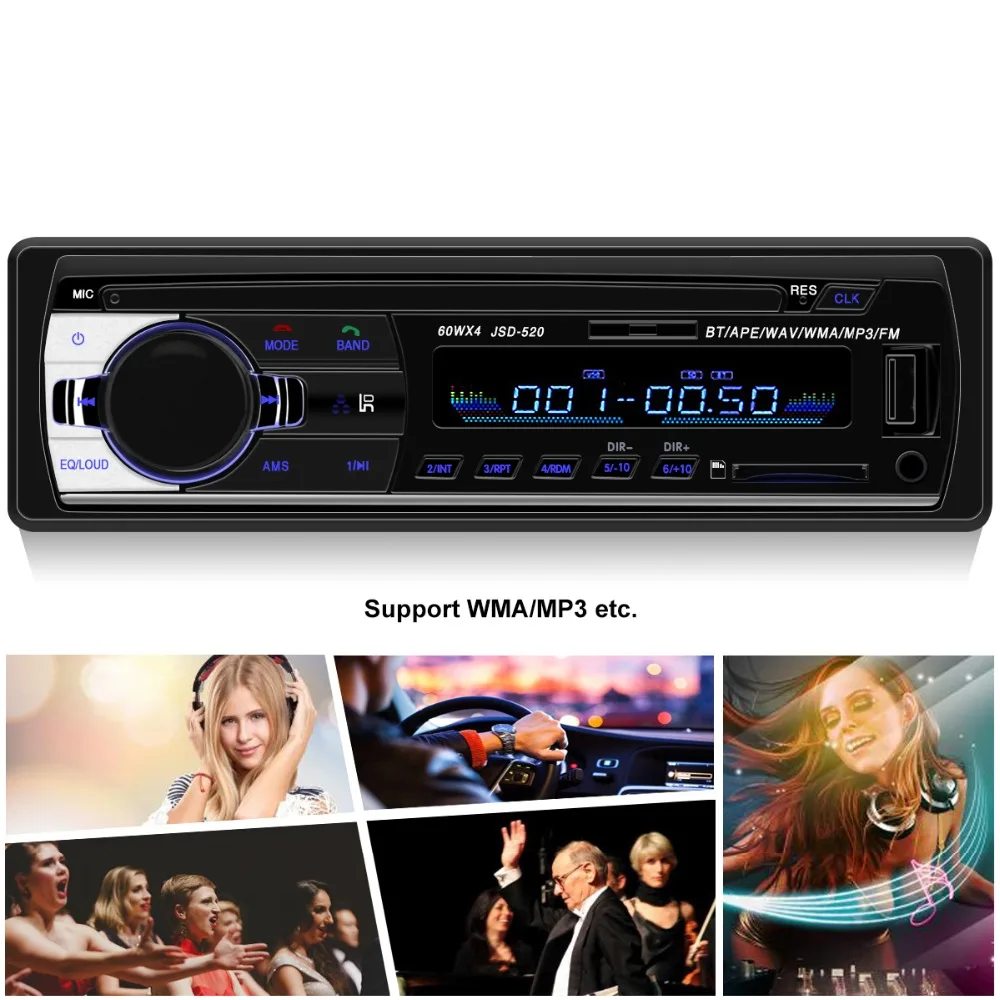 Автомагнитола 1 din 12 в Bluetooth V2.0 автомобильный аудио стерео In-dash 1 Din FM Aux вход приемник SD USB MP3 MMC WMA Автомагнитола