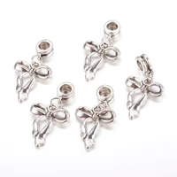 100pcs 34mm alloy bowknot fit european charms pendants dangle beads hole 5mm for diy bracelet jewelry making