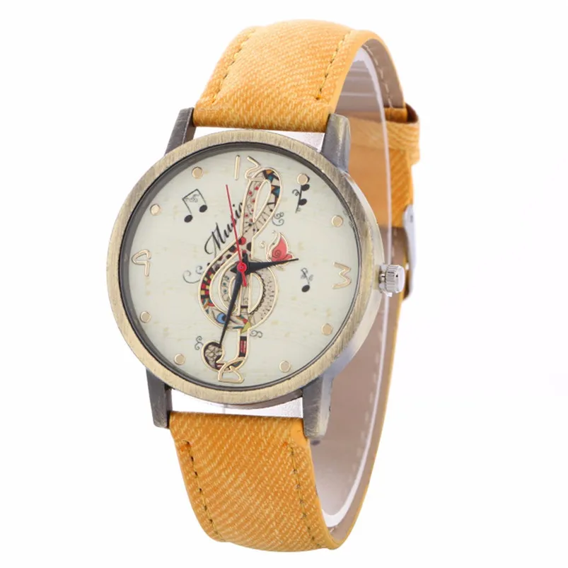 Кожаный Relojes Кварцевые часы Женские часы повседневные часы с музыкальными нотами круглые часы reloj de mujer хороший подарок 5 - Цвет: 6