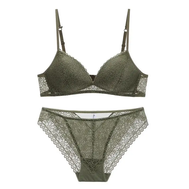 Ультратонкий кружевной комплект из бюстгальтера и трусиков с мягкой чашкой без