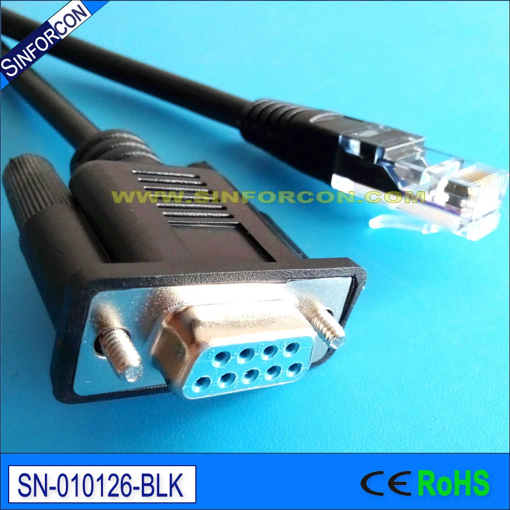 Консольный кабель SINFORCON DB9 RS232 - RJ45 черный